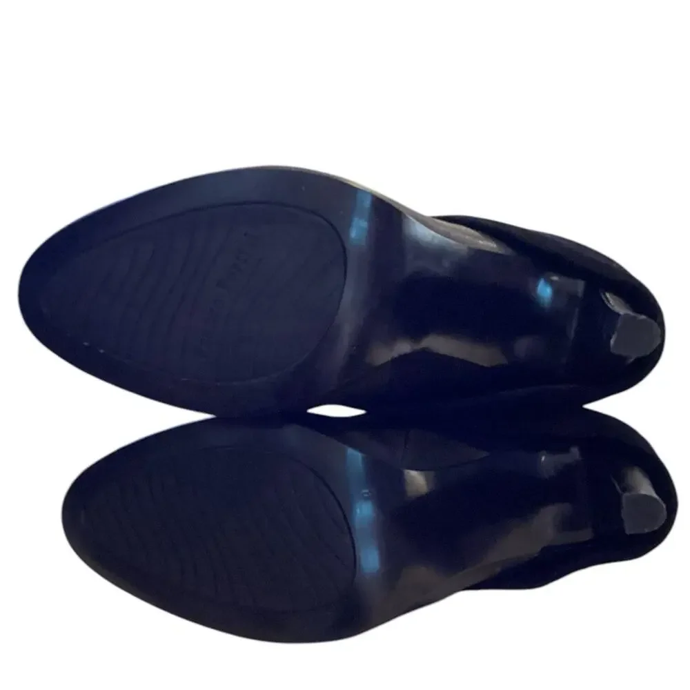 Franco Sarto Women's Black Ankle Booties Fold-Over Block Heel Size‎ 8 M
